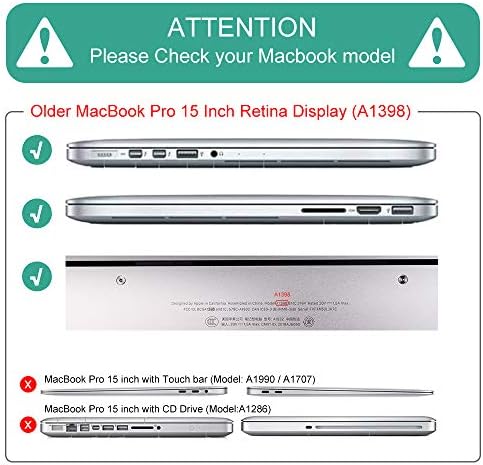 Mektron [Heavy Duty] [Snap On] [שכבה כפולה] כיסוי קשיח גומי עבור MacBook Pro 15 אינץ 'עם דגם תצוגת רשתית A1398